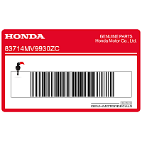HONDA Autocollant de carénage côté gauche 83714-MV9-930ZC
