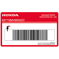HONDA Adesivo carenatura CBR600F Hurricane, lato sinistro 83715-MV9-930ZC