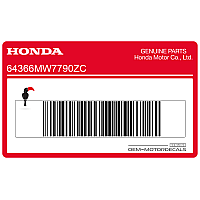 HONDA Pegatina para panel lateral, lado izquierdo 64366-MW7-790ZC