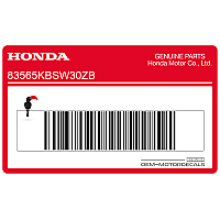 HONDA Autocollant de panneau latéral, côté gauche 83565-KBS-W30ZB