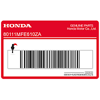 HONDA Emblema HONDA del colín, lado derecho 80111-MFE-610ZA