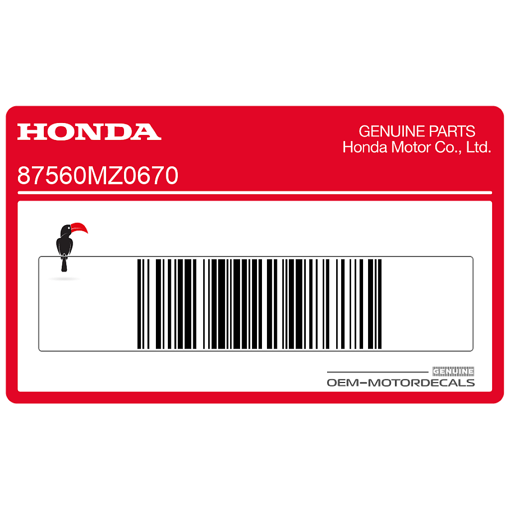 Autocollant d'avertissement de transmission Honda CBF125 OEM 87560MZ0670