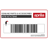 APRILIA Lower side fairing beam label decal AP8167478A6