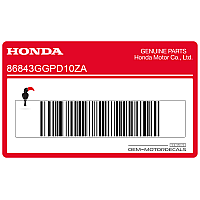 HONDA Side cover decal, right side 86843-GGP-D10ZA