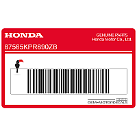 HONDA Color type 10 decorative label 87565-KPR-890ZB