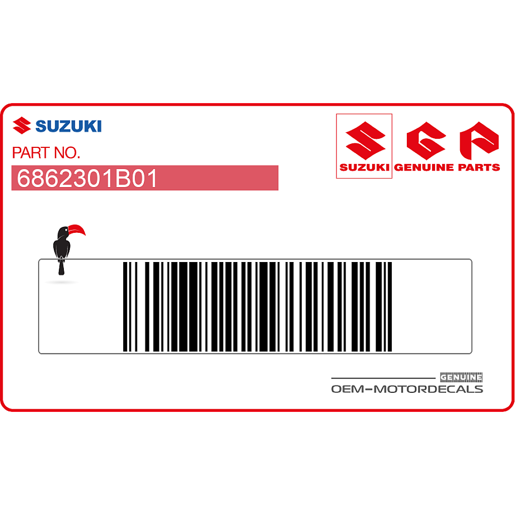 Naklejka ostrzegawcza na zbiornik Suzuki RM-Z450 „UNLEADED FUEL ONLY” lewa OEM 68623-01B01