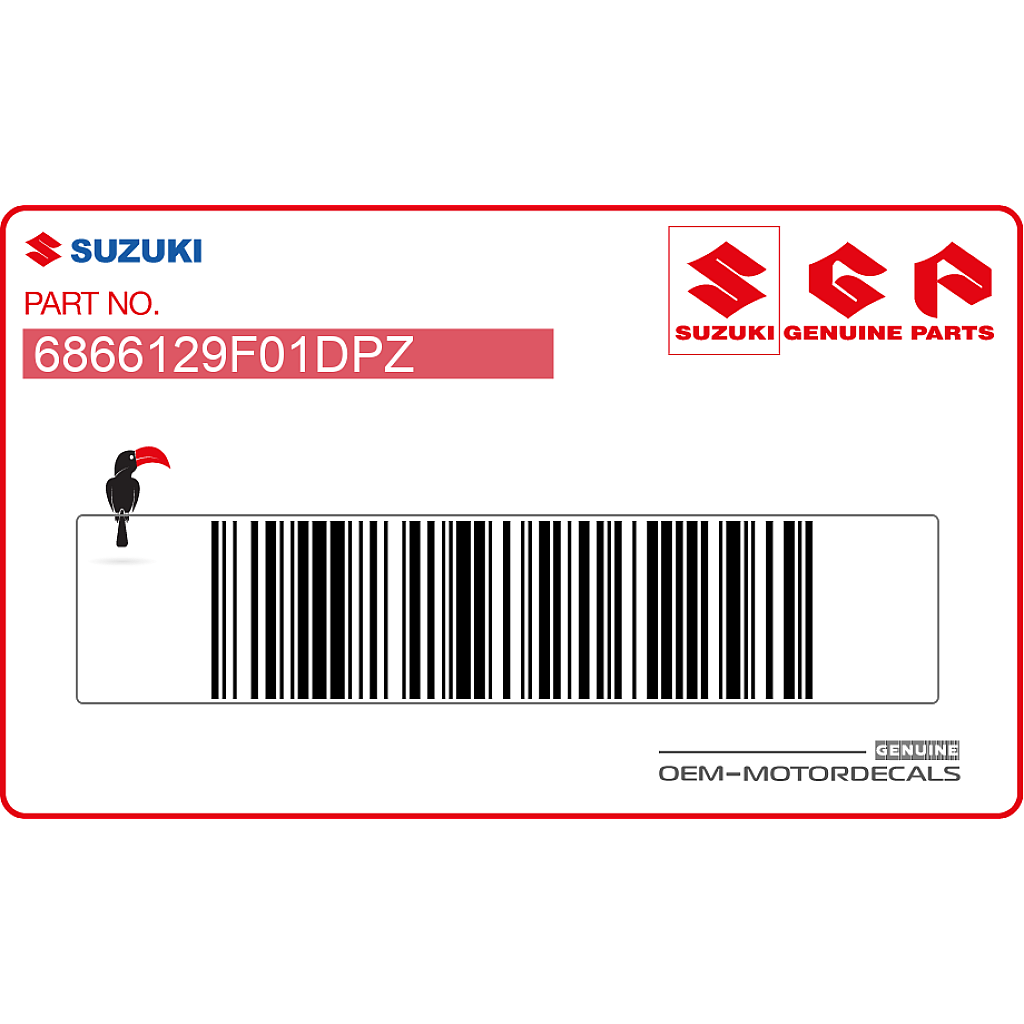 Suzuki RM-Z450 Front Fork Guard SUZUKI Logo Emblem Sticker OEM Part 6866129F01DPZ for Front Damper Assembly