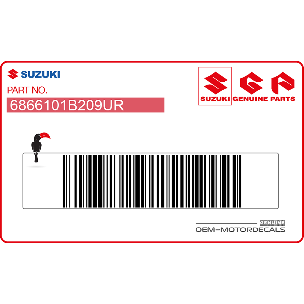 Suzuki RM125 Cubierta Radiador Emblema RM Lado Derecho OEM 6866101B209UR Gráfico de Fábrica