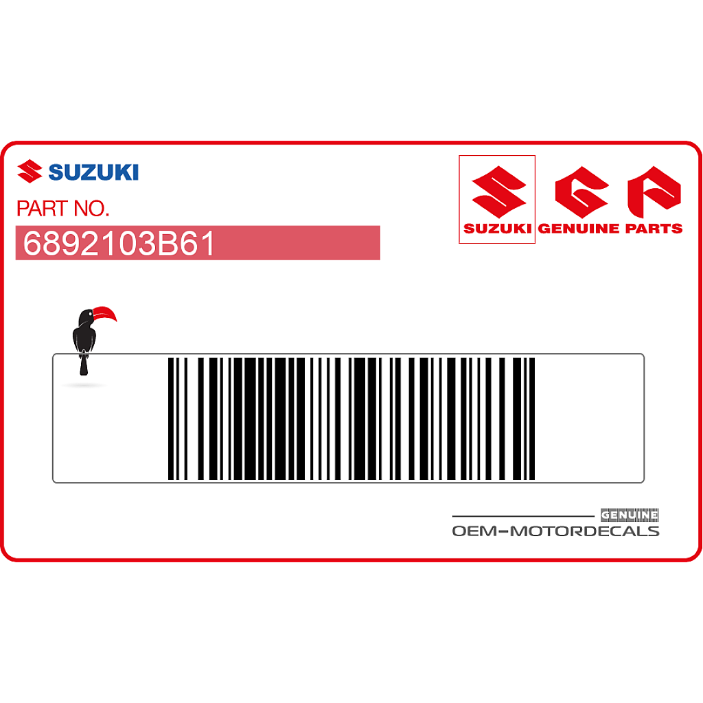 Suzuki RM85 Naklejka ostrzegawcza na lewą osłonę ramy Lewa strona OEM 6892103B61