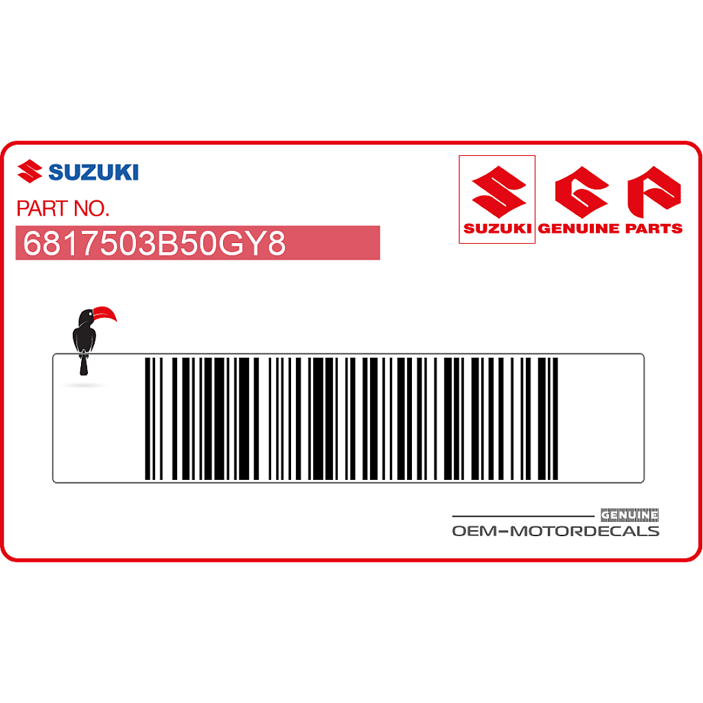 Suzuki RM85 Rear Fender RM85 Emblem Right Side OEM 6817503B50GY8