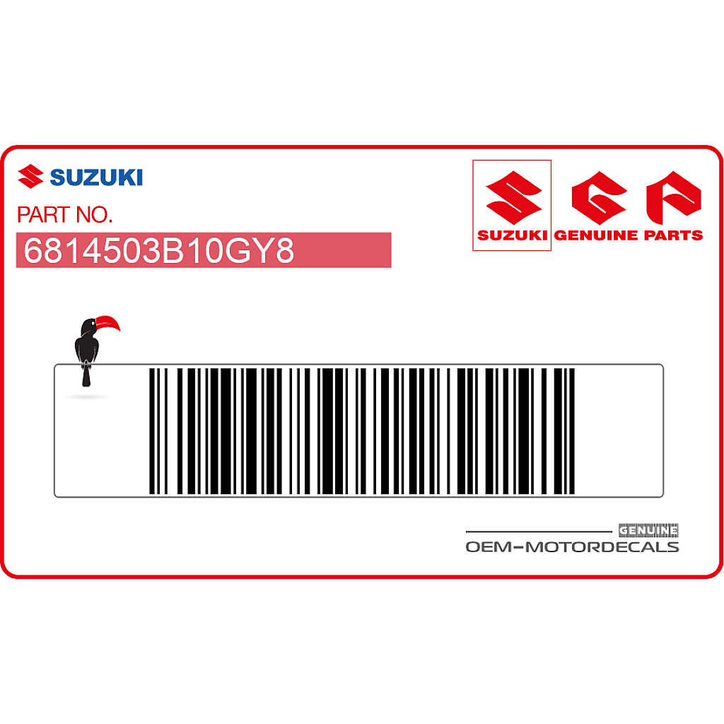 Suzuki RM85 Rahmenabdeckung Aufkleber Grafik linke Seite OEM 6814503B10GY8