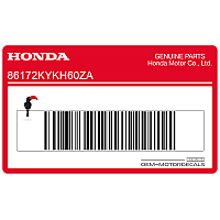 HONDA Adesivo numero, lato sinistro 86172-KYK-H60ZA