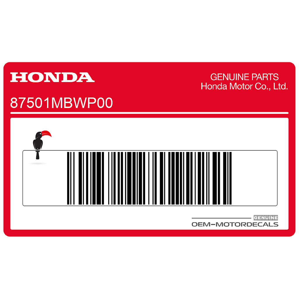 Honda CBR600RR Piastra numero telaio OEM 87501MBWP00 Etichetta di avvertenza originale adesivo