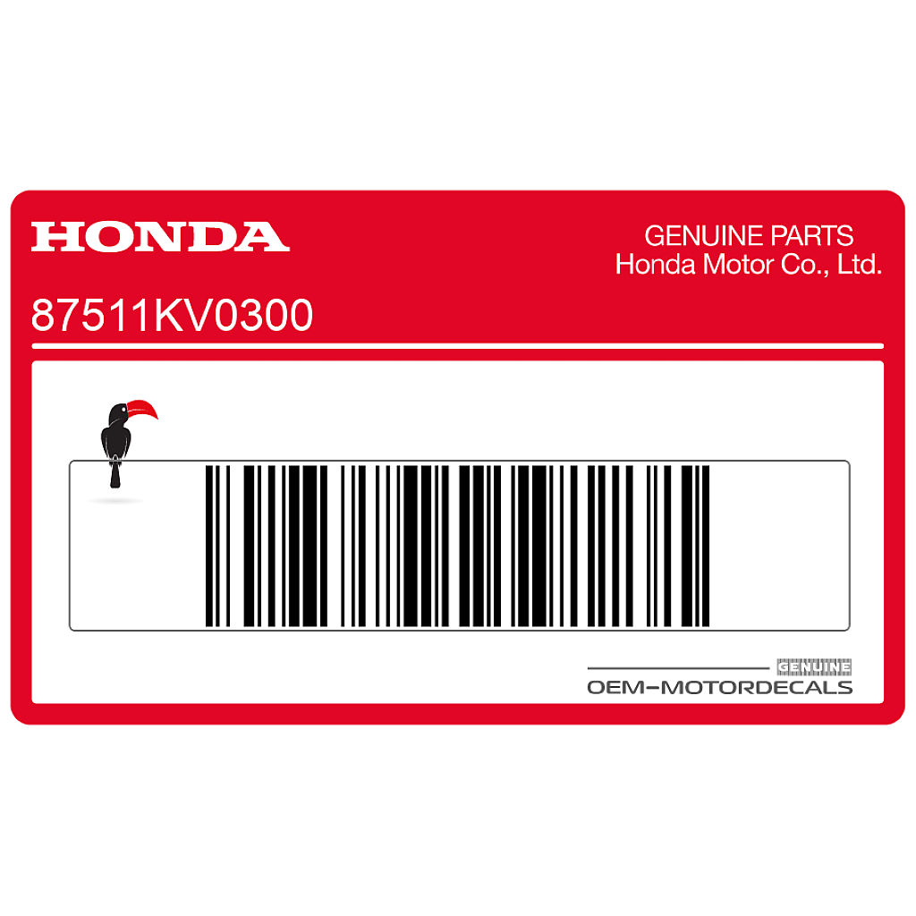 Pegatina Honda CBR600F Hurricane para soporte de casco lado izquierdo auténtica de fábrica OEM 87511KV0300