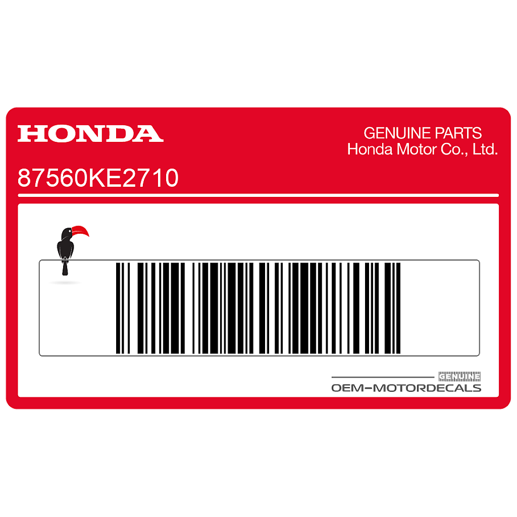 Naklejka ostrzegawcza Honda CBR600F Hurricane na ramę, lewa strona, OEM 87560KE2710