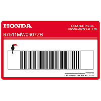 HONDA Pegatina de advertencia 87511-MW0-607ZB