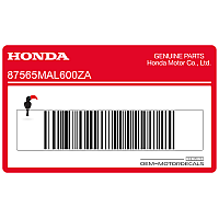 HONDA Etichetta di cautela telaio 87565-MAL-600ZA