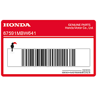 HONDA Autocollant de sécurité antivol du cadre 87591-MBW-641