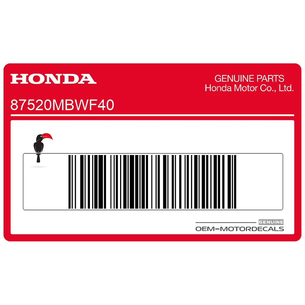 Honda CBR600F HURRICANE Garantie-verzegelingslabel OEM 87520MBWF40