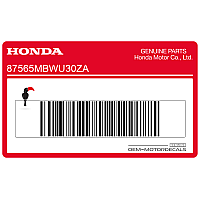 HONDA Warnaufkleber 87565-MBW-U30ZA