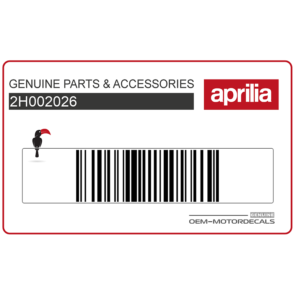 Aprilia SR Motard 125 Windshield Graphic Decal OEM 2H002026 for authentic factory styling