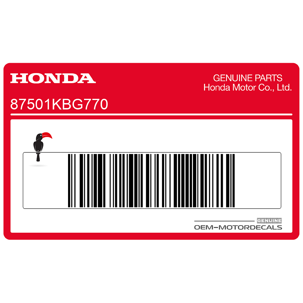 Pegatina Honda CB250 Placa Matrícula Original OEM 87501KBG770