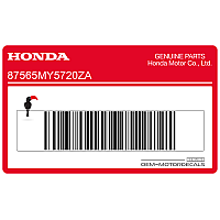 HONDA Waarschuwingssticker swingarm, linkerkant 87565-MY5-720ZA