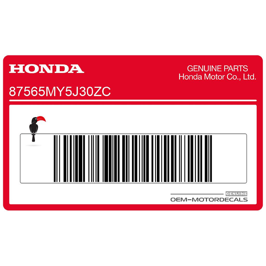 Autocollant de cadre Honda CB500S OEM 87565MY5J30ZC. Graphique adhésif authentique d'usine pour cadre de moto.