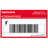 HONDA Fuel tank caution label 87565-MW0-790ZB