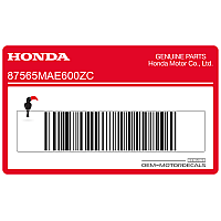HONDA Waarschuwingssticker voor frame 87565-MAE-600ZC