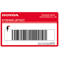 HONDA Main frame caution label, left side 87565-MCJ-870ZC