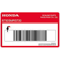 HONDA Tire Caution Label 87505-MR5-700