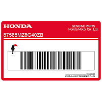 HONDA Frame waarschuwingssticker 87565-MZ8-G40ZB