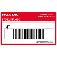HONDA Rear center cowl accessory label, left side 87512-MFL-630