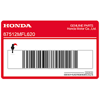 HONDA Rear center cowl caution label, left side 87512-MFL-620