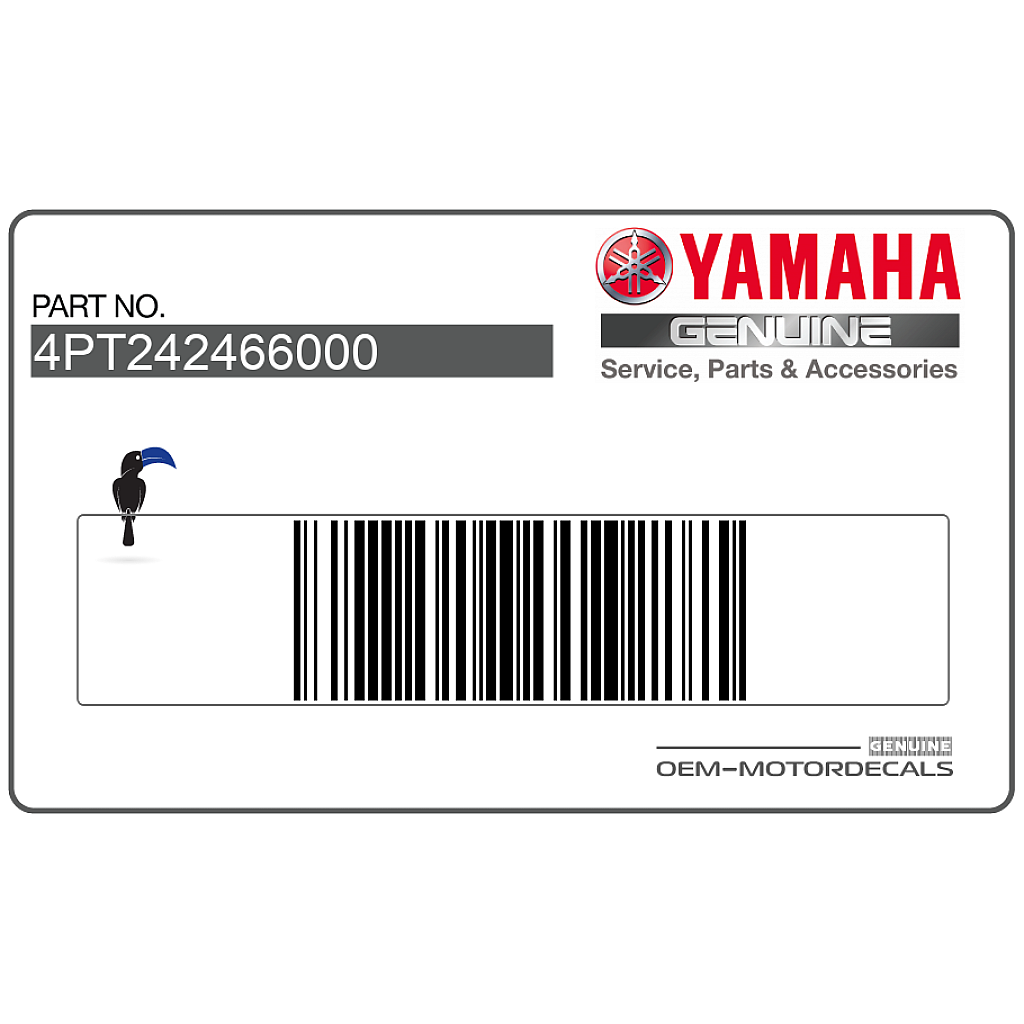Yamaha XT600E Naklejka na owiewkę boczną lewa strona OEM 4PT242466000 fabryczna winylowa naklejka na owiewkę motocykla.