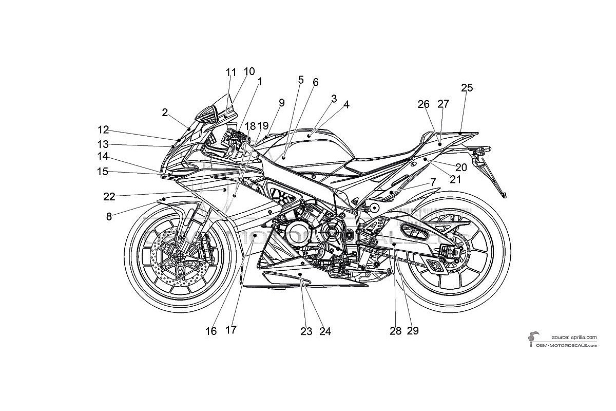 Decals for Aprilia RSV4 1000RR 2018 - Black • Aprilia OEM Decals