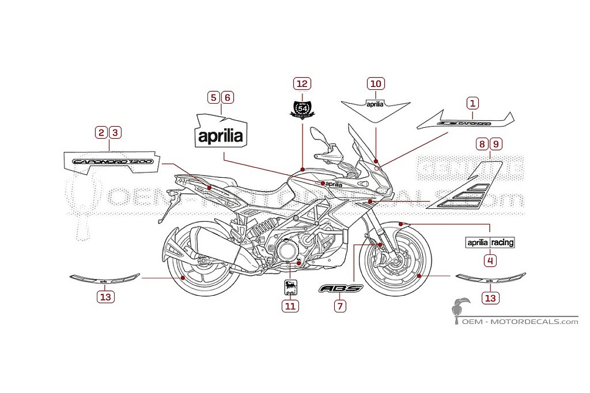 Aufkleber für Aprilia CAPONORD 1200 2014 • Aprilia OEM-Aufkleber