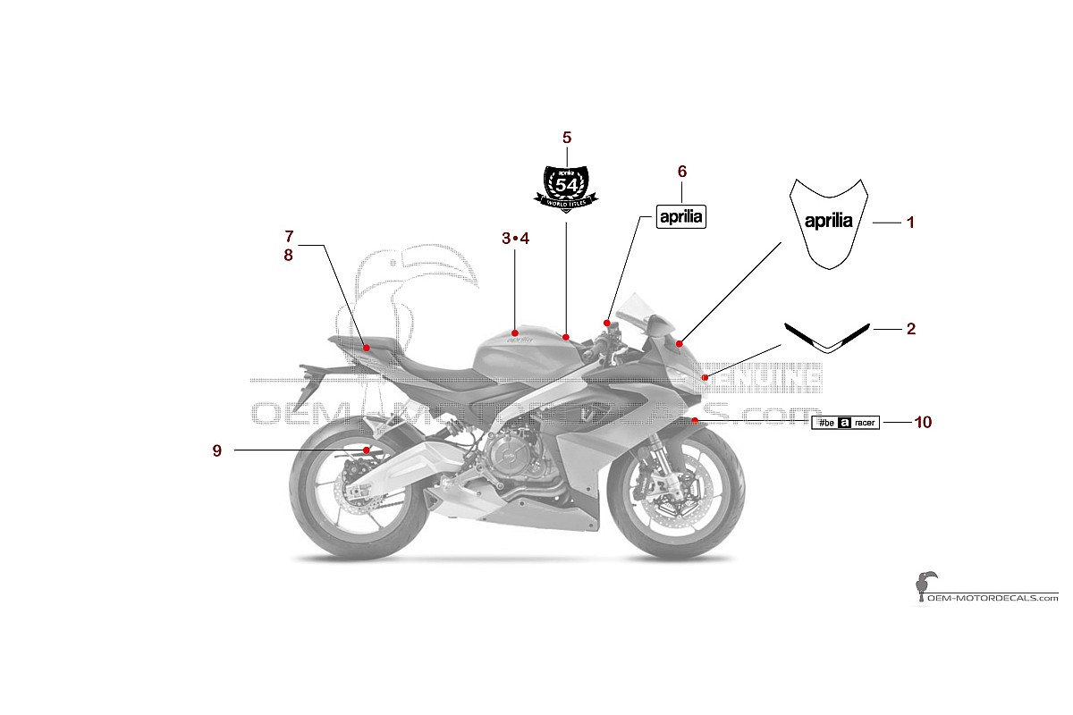 Adesivi per Aprilia RS660 2021 - Oro • Aprilia Adesivi OEM
