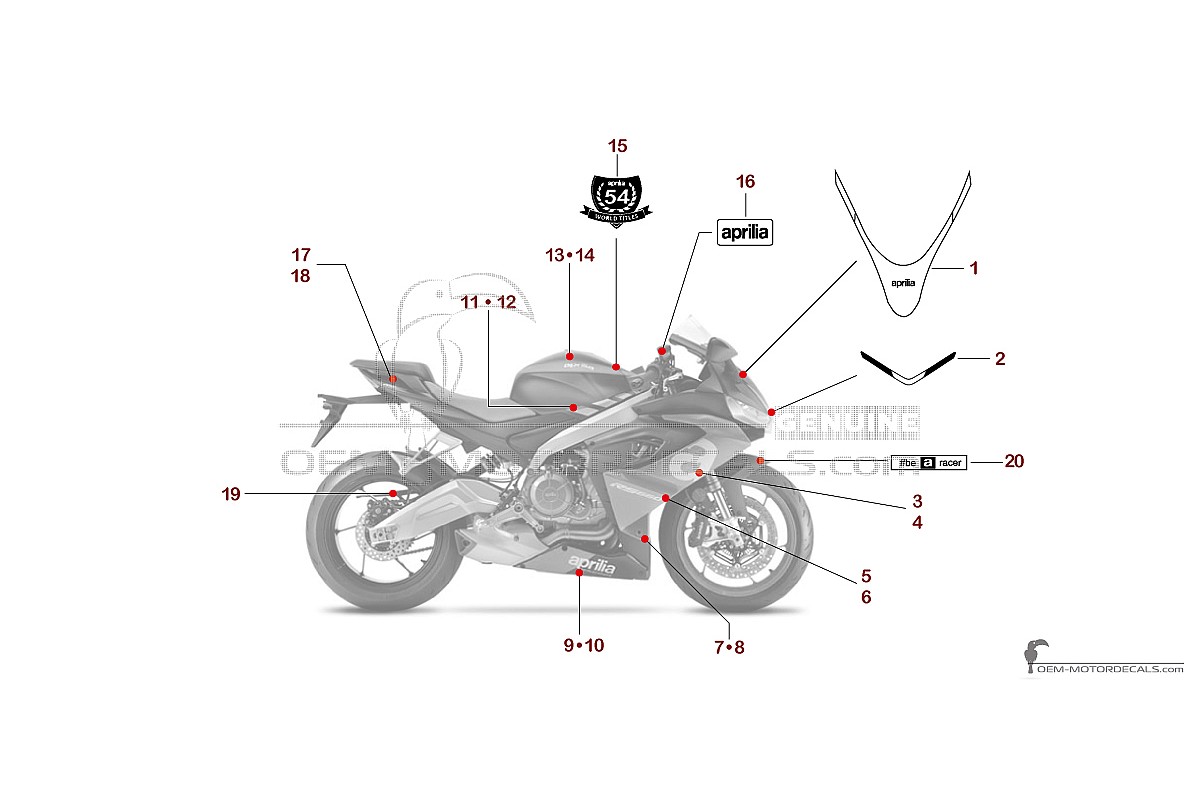 Decals for Aprilia RS660 2021 - Red • Aprilia OEM Decals