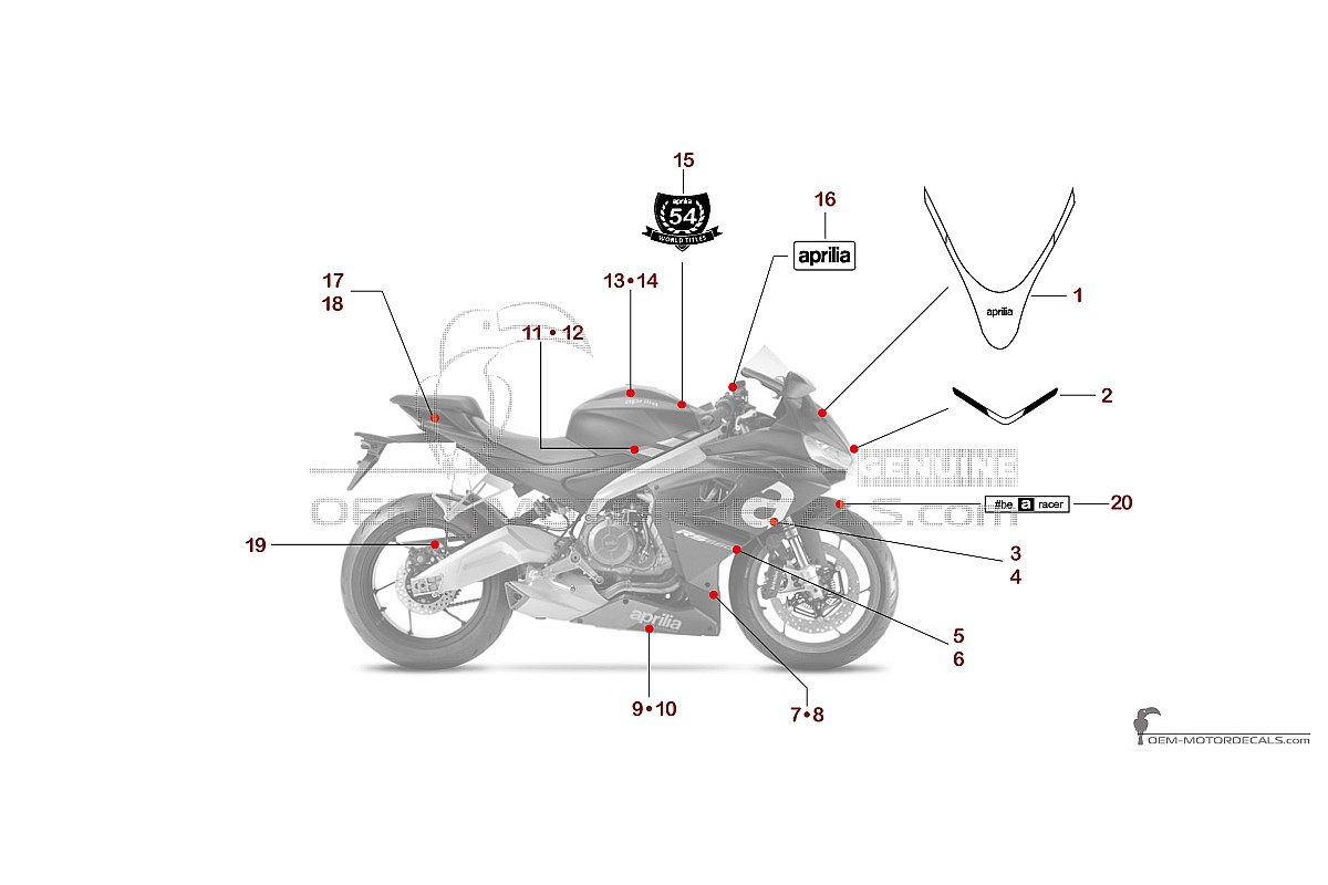 Stickers voor Aprilia RS660 2022 - Zwart • Aprilia OEM Stickers