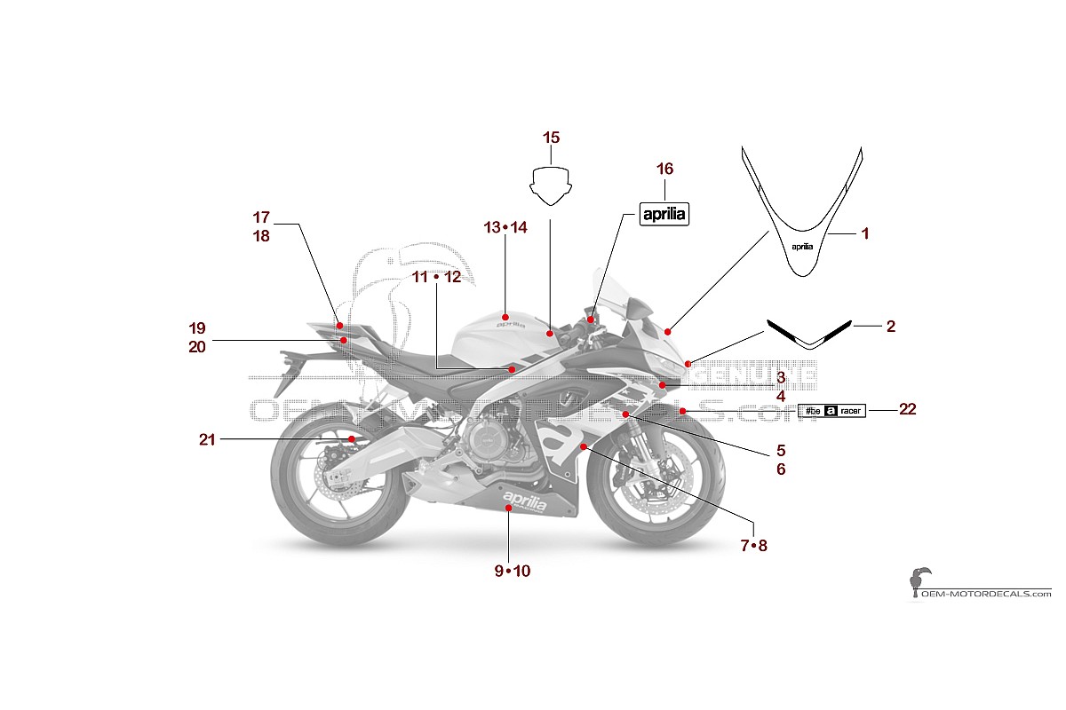 Decals for Aprilia RS660 2022 Special Edition - Silver • Aprilia OEM Decals