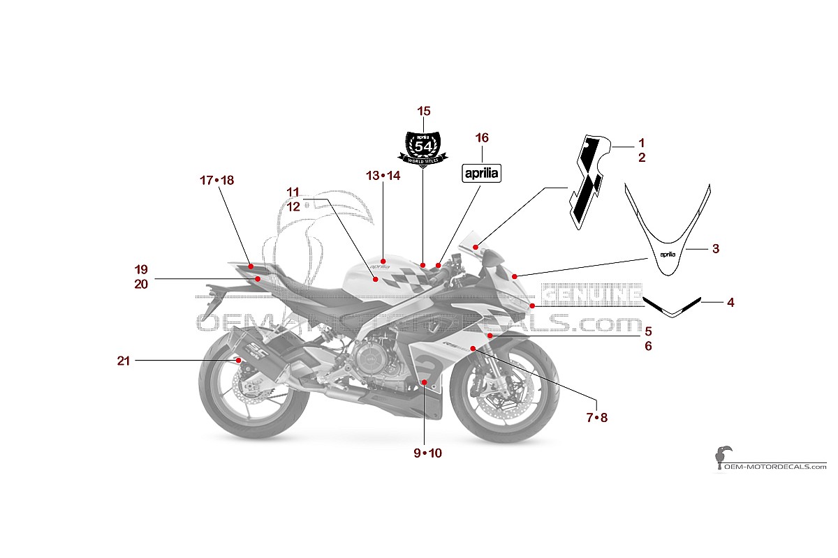 Decals for Aprilia RS660 2023 Extrema - White • Aprilia OEM Decals