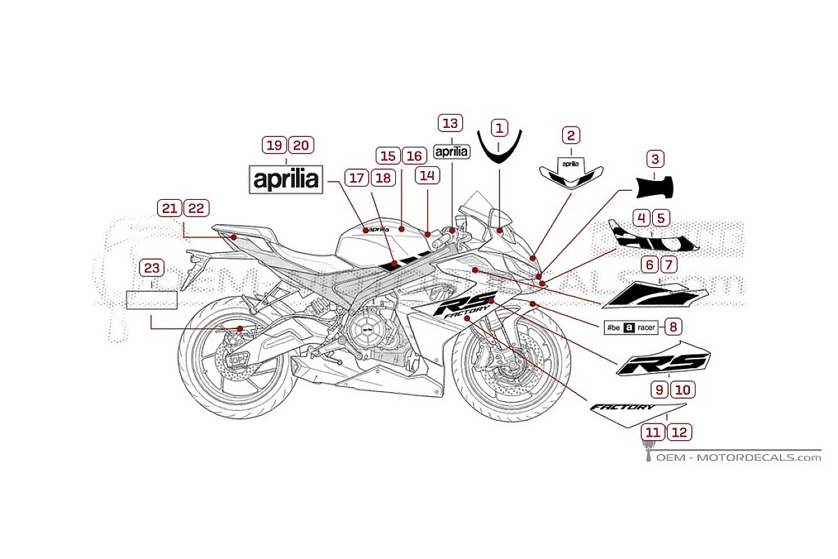 Decals for Aprilia RS660 Factory 2025 • Aprilia OEM Decals