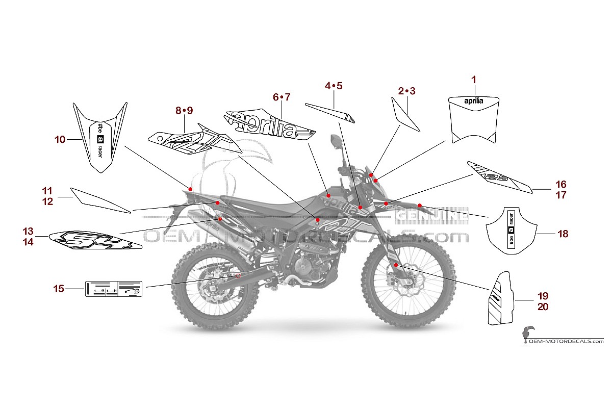Autocollants pour Aprilia RX125 2023 - Jaune • Aprilia Autocollants OEM