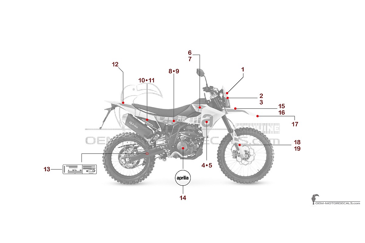 Autocollants pour Aprilia RX125 2025 - Blanc • Aprilia Autocollants OEM