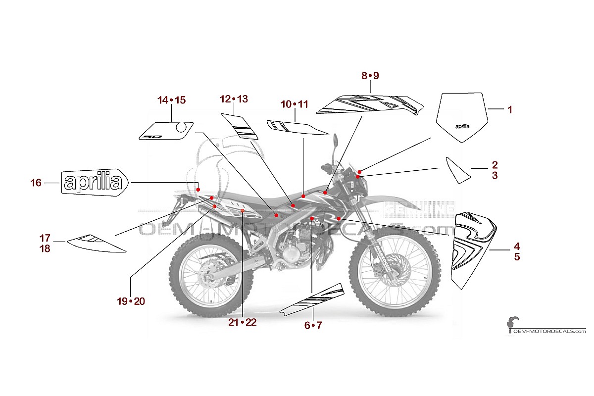 Stickers voor Aprilia RX50 2009 - Wit • Aprilia OEM Stickers