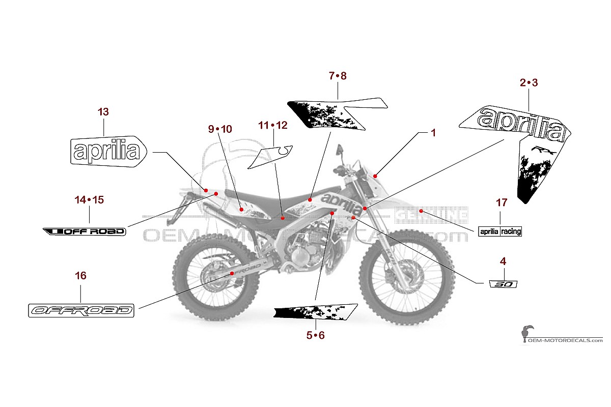 Pegatinas para Aprilia RX50 2012 - Blanco • Aprilia Pegatinas OEM