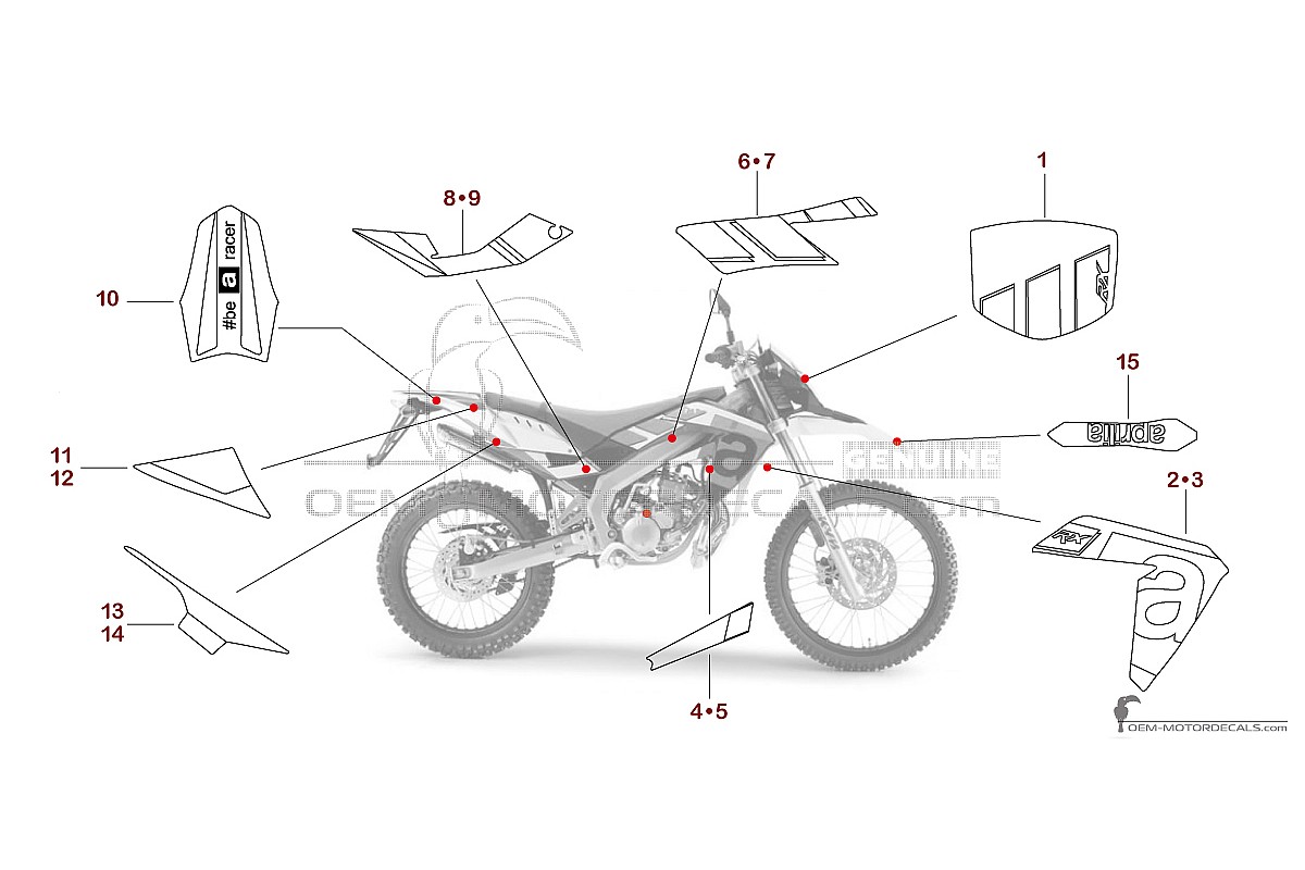 Stickers voor Aprilia RX50 2016 - Rood • Aprilia OEM Stickers