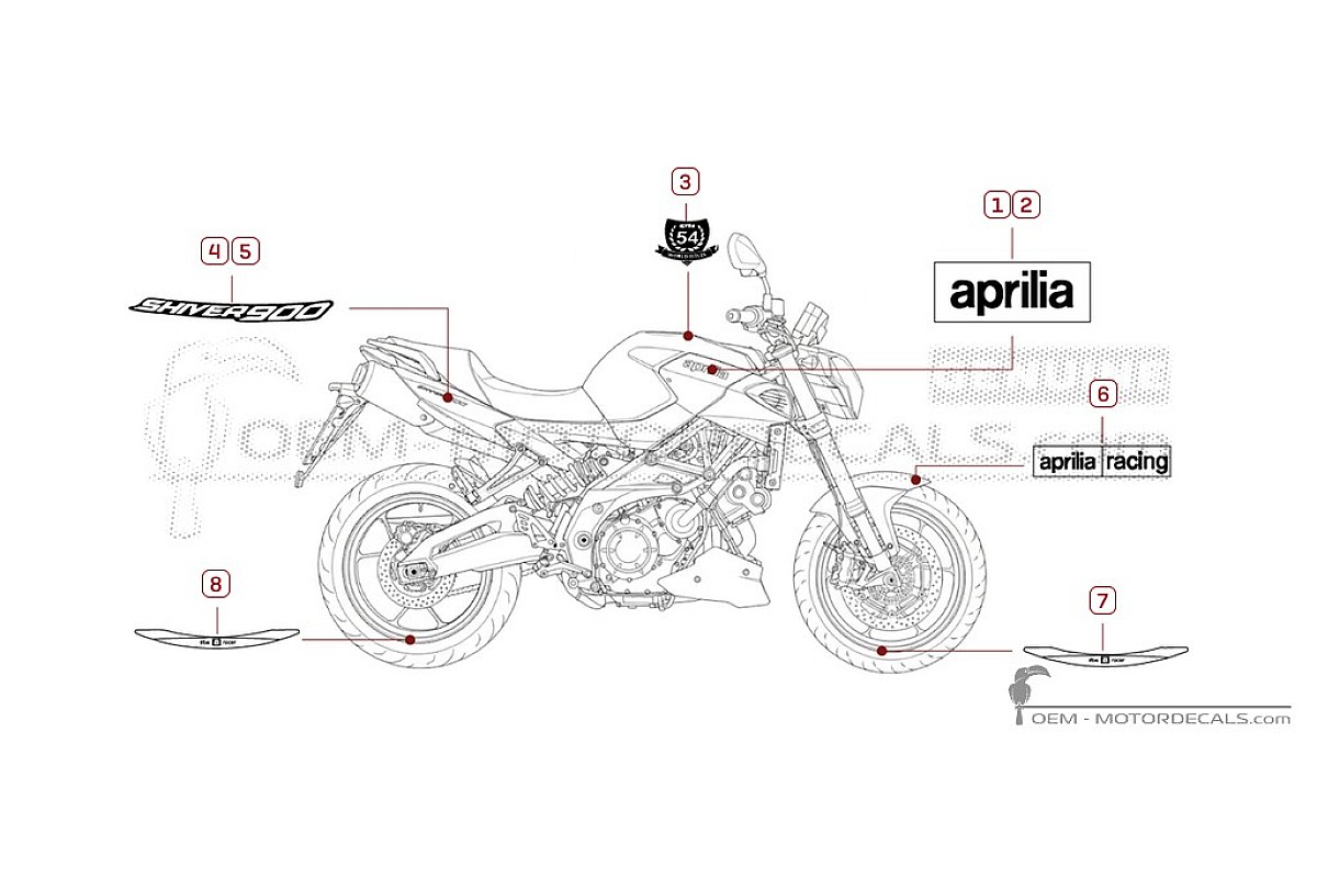 Decals for Aprilia SHIVER 900 2017 • Aprilia OEM Decals